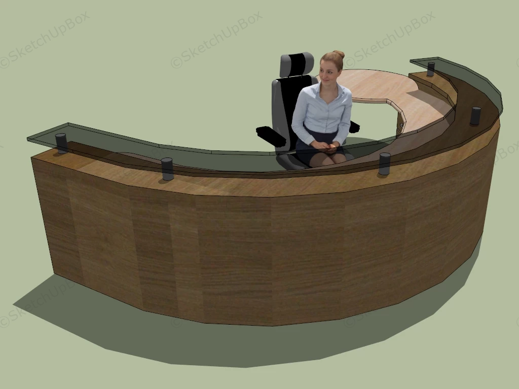 Curved Reception Counter sketchup model preview - SketchupBox