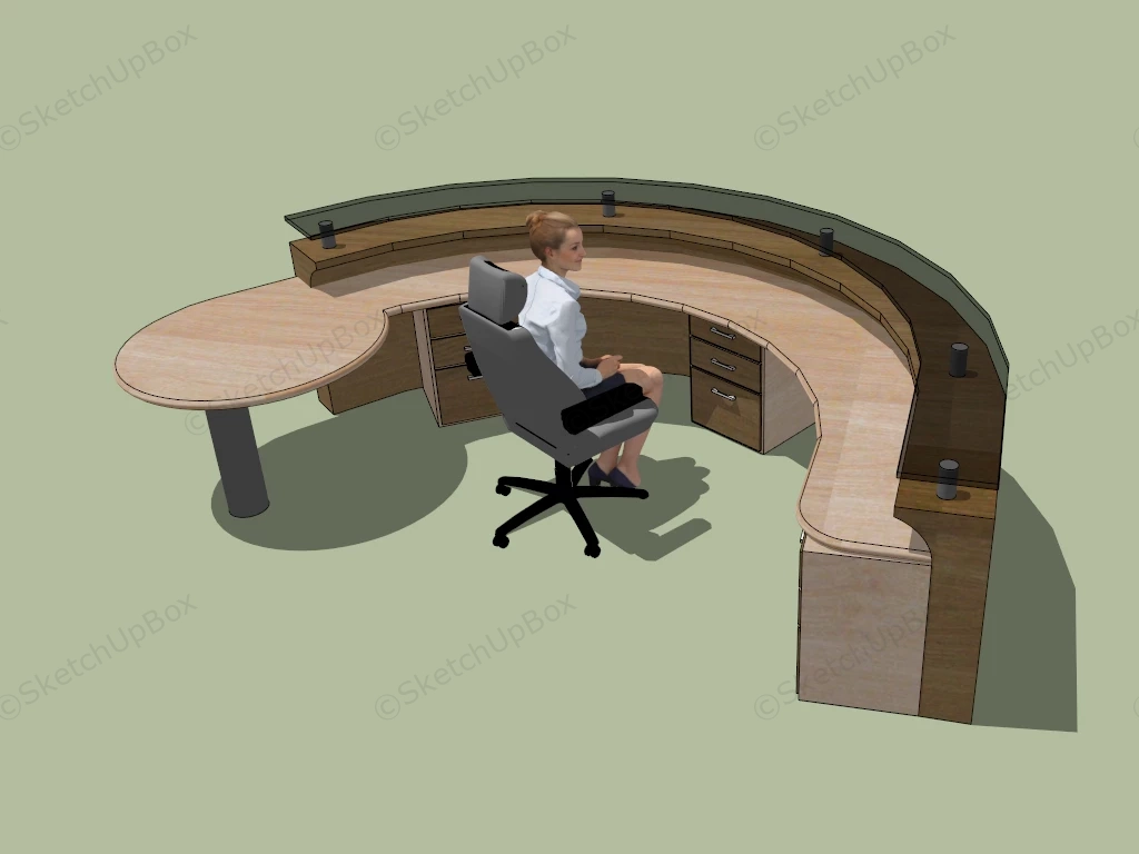 Curved Reception Counter sketchup model preview - SketchupBox