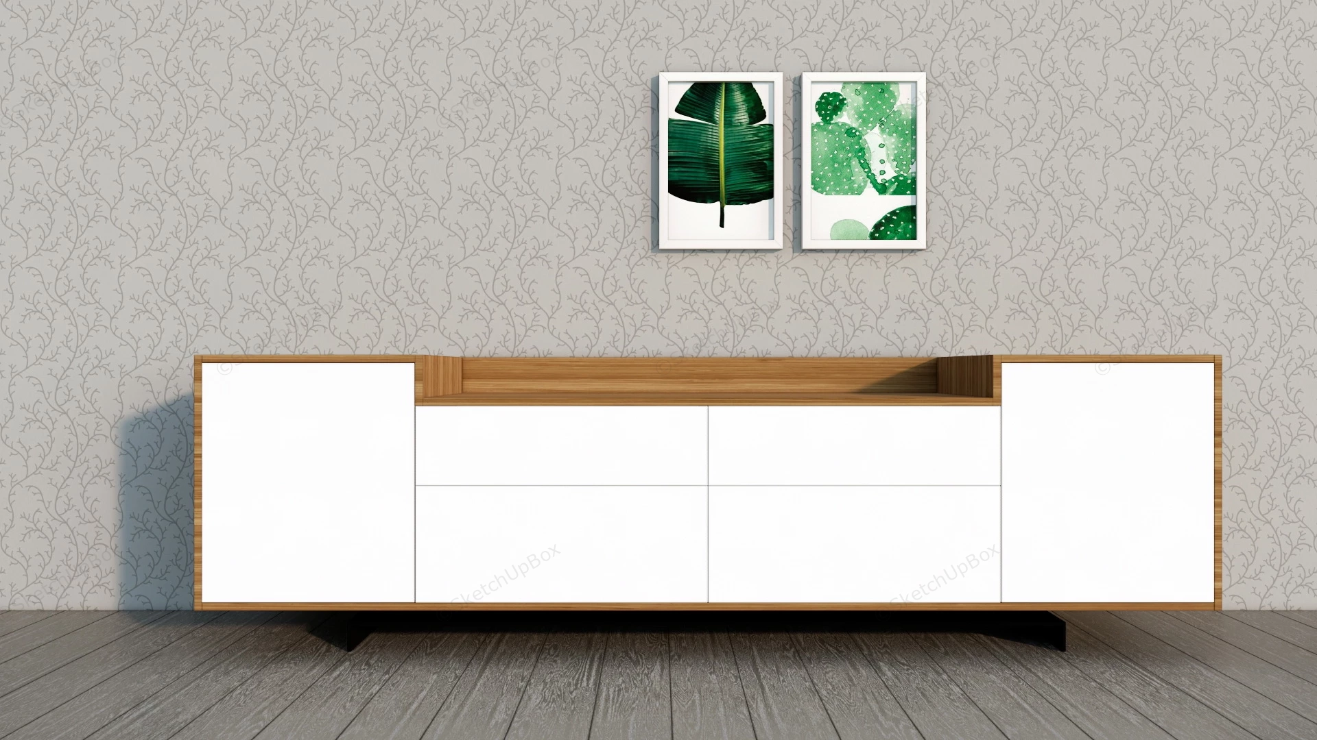 White Sideboard Cabinet sketchup model preview - SketchupBox