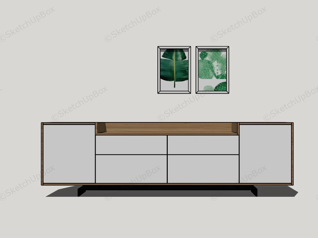 White Sideboard Cabinet sketchup model preview - SketchupBox