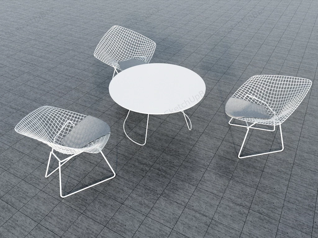 White Wire Patio Set sketchup model preview - SketchupBox