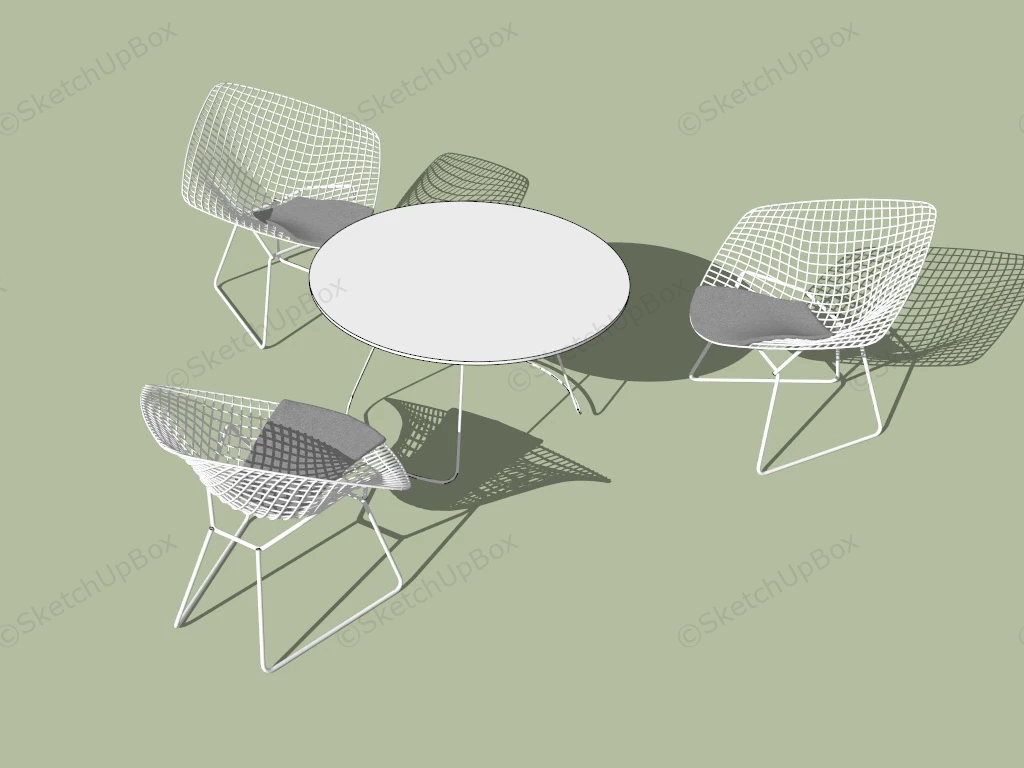 White Wire Patio Set sketchup model preview - SketchupBox