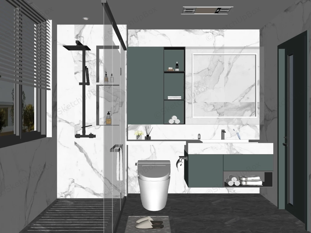 White And Green Bathroom Ideas sketchup model preview - SketchupBox