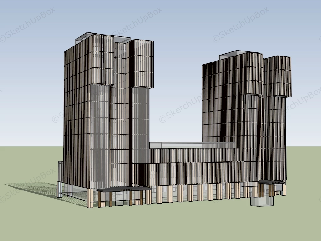 Hotel & Commercial Complex sketchup model preview - SketchupBox