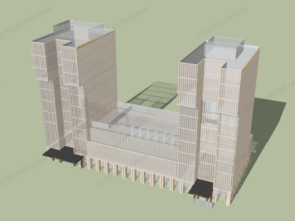 Hotel & Commercial Complex sketchup model preview - SketchupBox