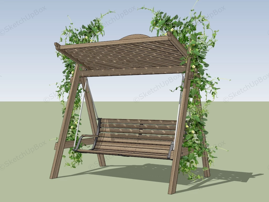 Wood Swing With Canopy And Vine sketchup model preview - SketchupBox