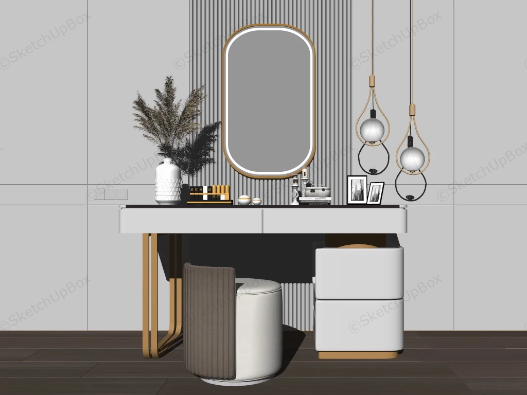 Mirrored Vanity Makeup Table sketchup model preview - SketchupBox