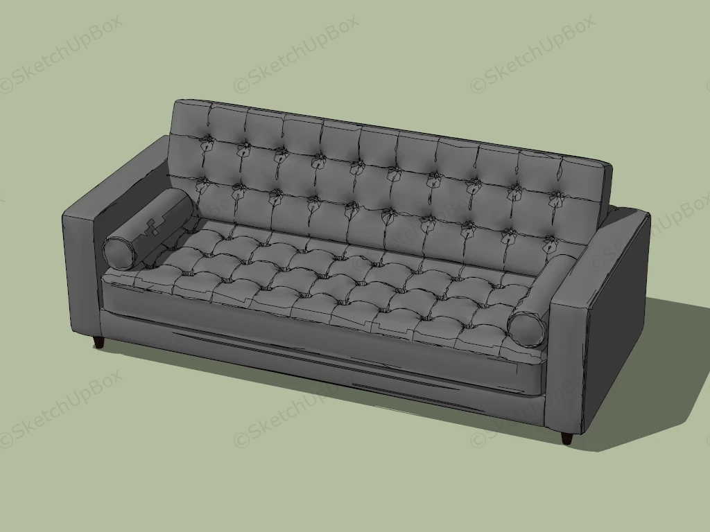 Grey Velvet Tufted Sofa sketchup model preview - SketchupBox