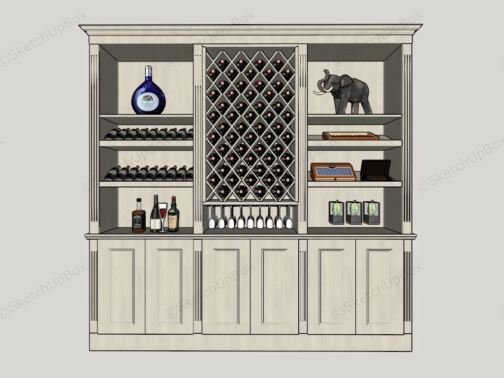 Tall Cupboard With Wine Rack sketchup model preview - SketchupBox