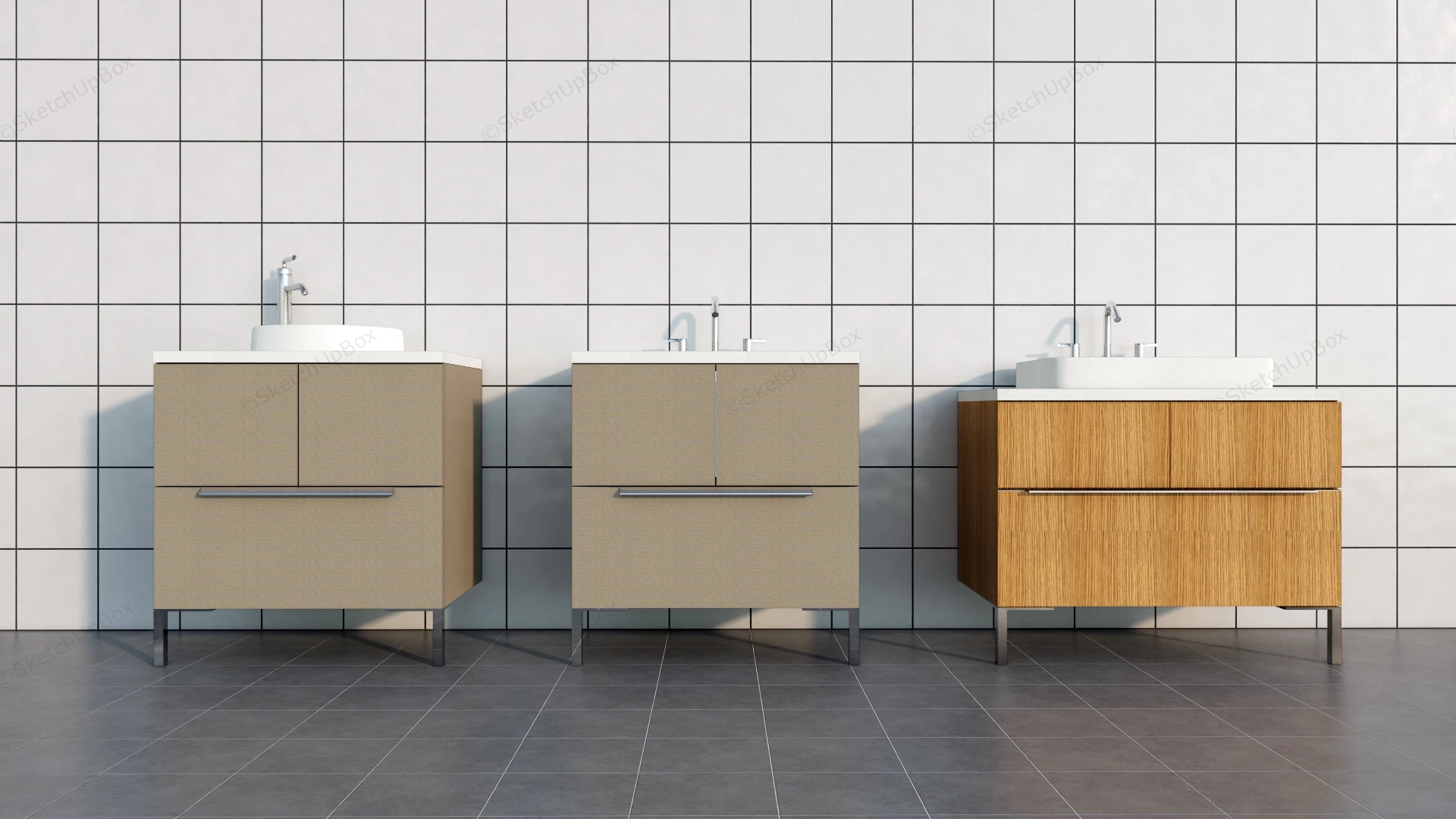 Floor Mounted Washing Basin Cabinets sketchup model preview - SketchupBox