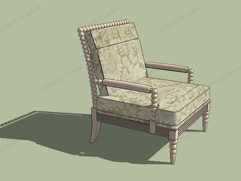 Retro Wooden Armchair sketchup model preview - SketchupBox