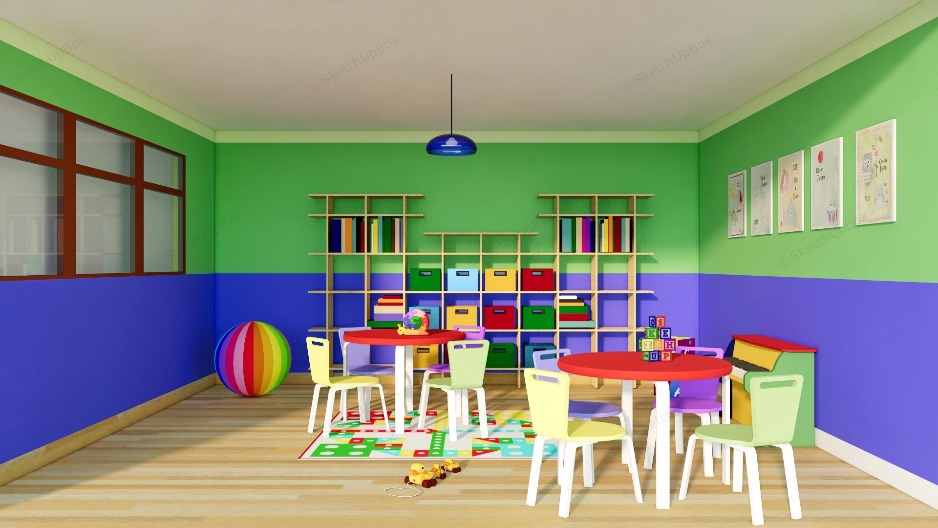 Kindergarten Playroom Furniture sketchup model preview - SketchupBox