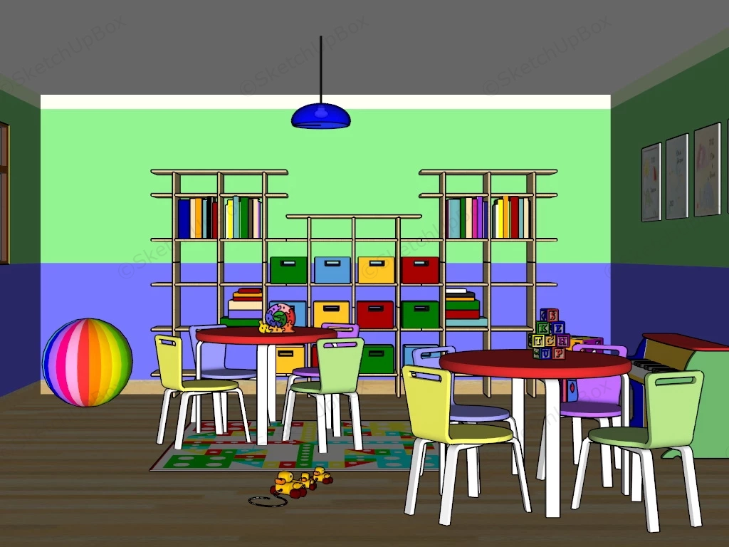 Kindergarten Playroom Furniture sketchup model preview - SketchupBox