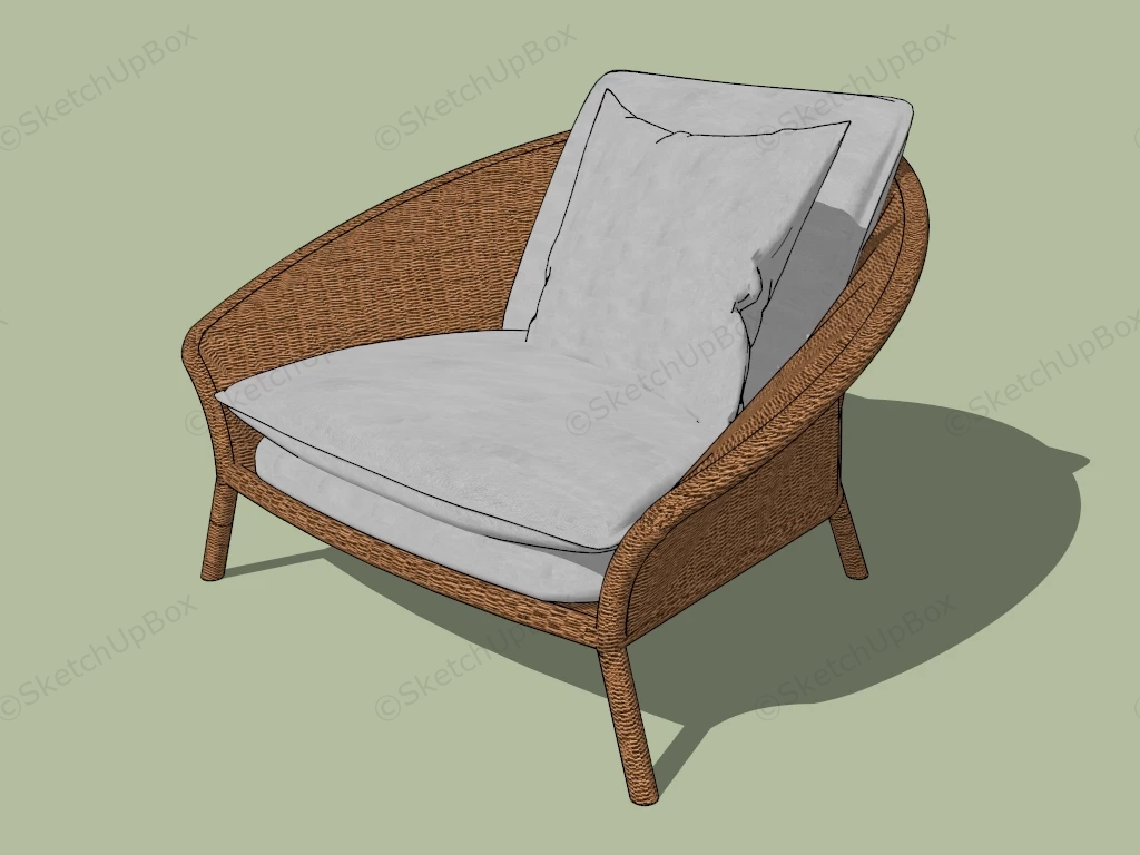 Rattan Lounge Chair sketchup model preview - SketchupBox