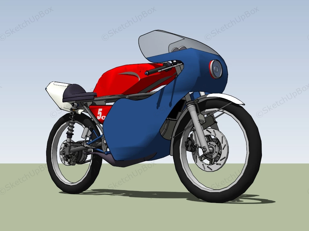 Blue And Red Sports Bike sketchup model preview - SketchupBox