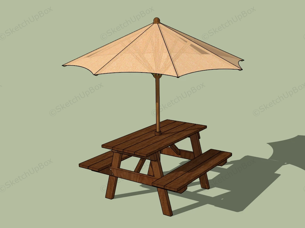 Picnic Table With Umbrella sketchup model preview - SketchupBox