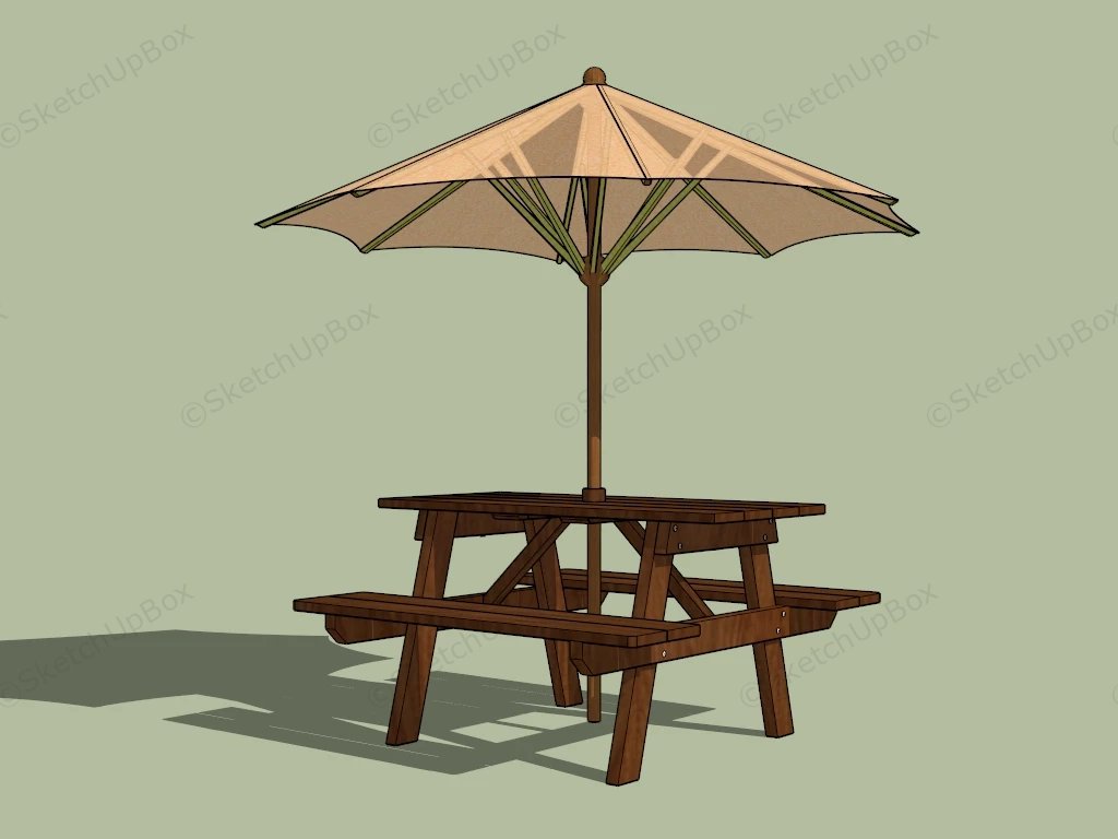 Picnic Table With Umbrella sketchup model preview - SketchupBox