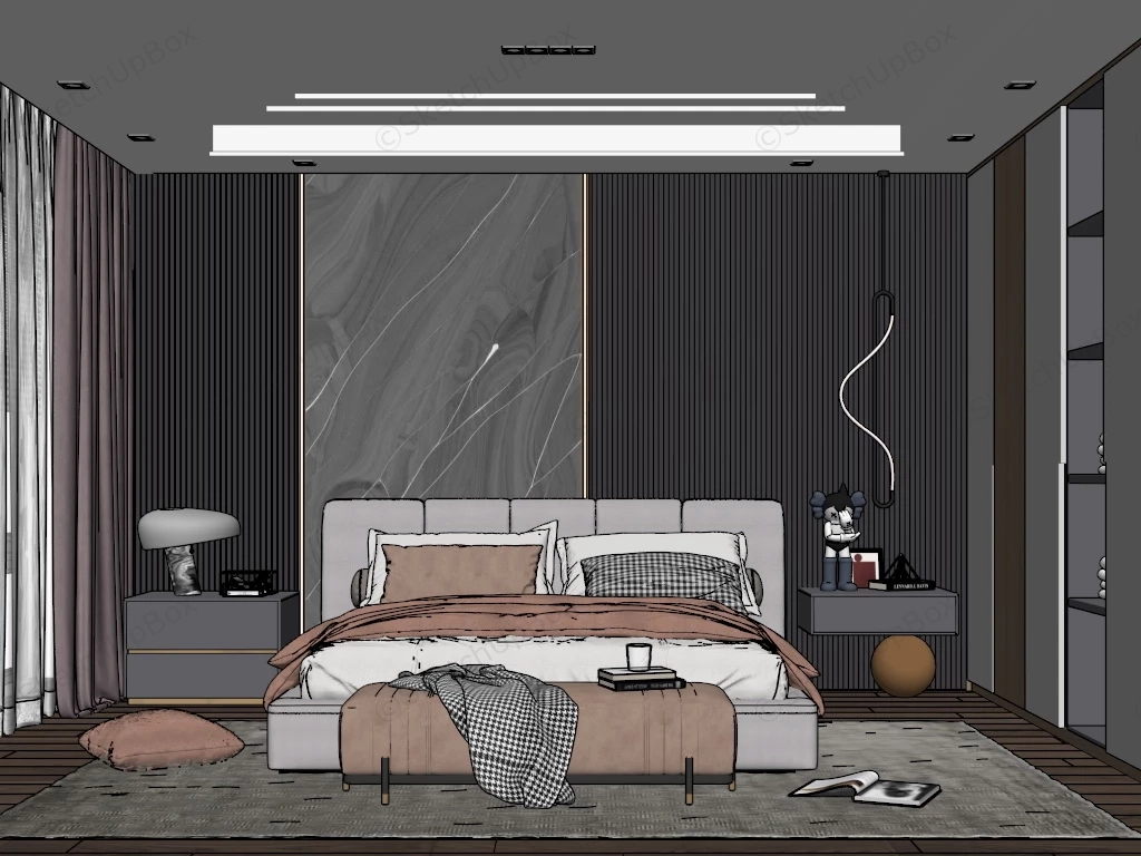 Casual Modern Bedroom Design sketchup model preview - SketchupBox