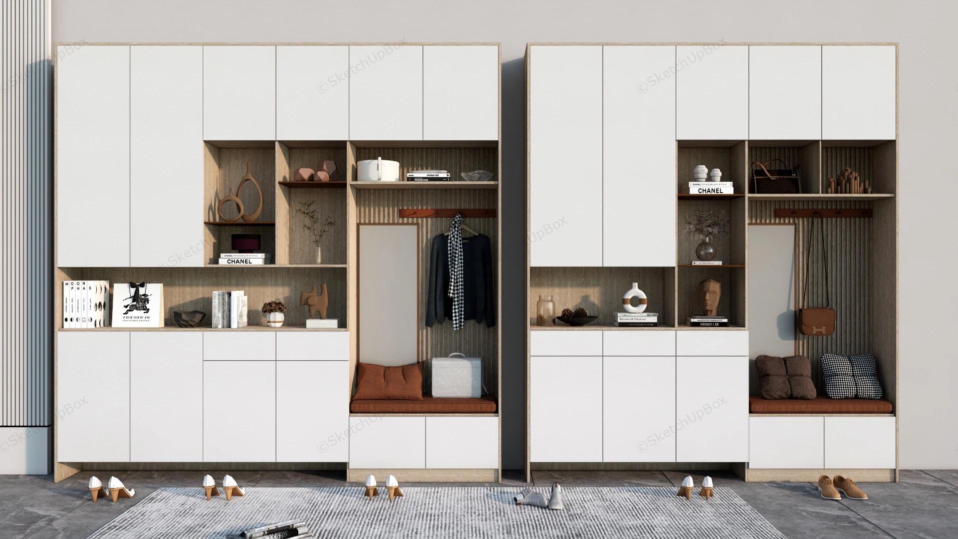 Gorgeous Mudroom Entryway Storage Design sketchup model preview - SketchupBox