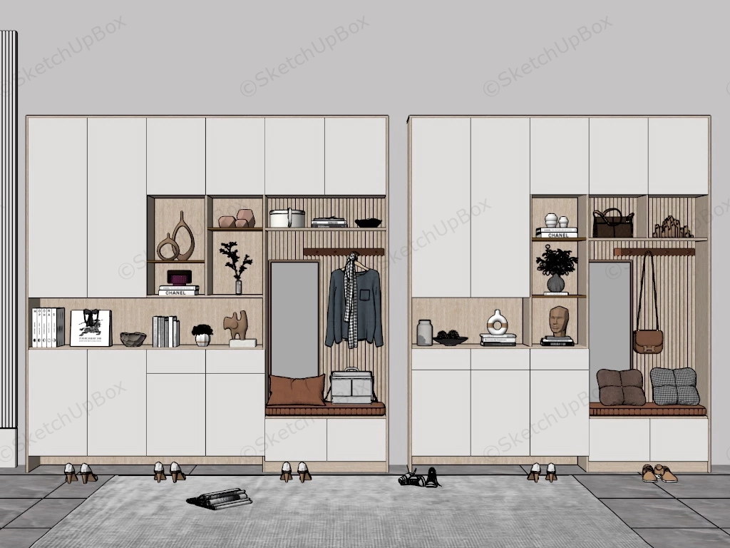 Gorgeous Mudroom Entryway Storage Design sketchup model preview - SketchupBox