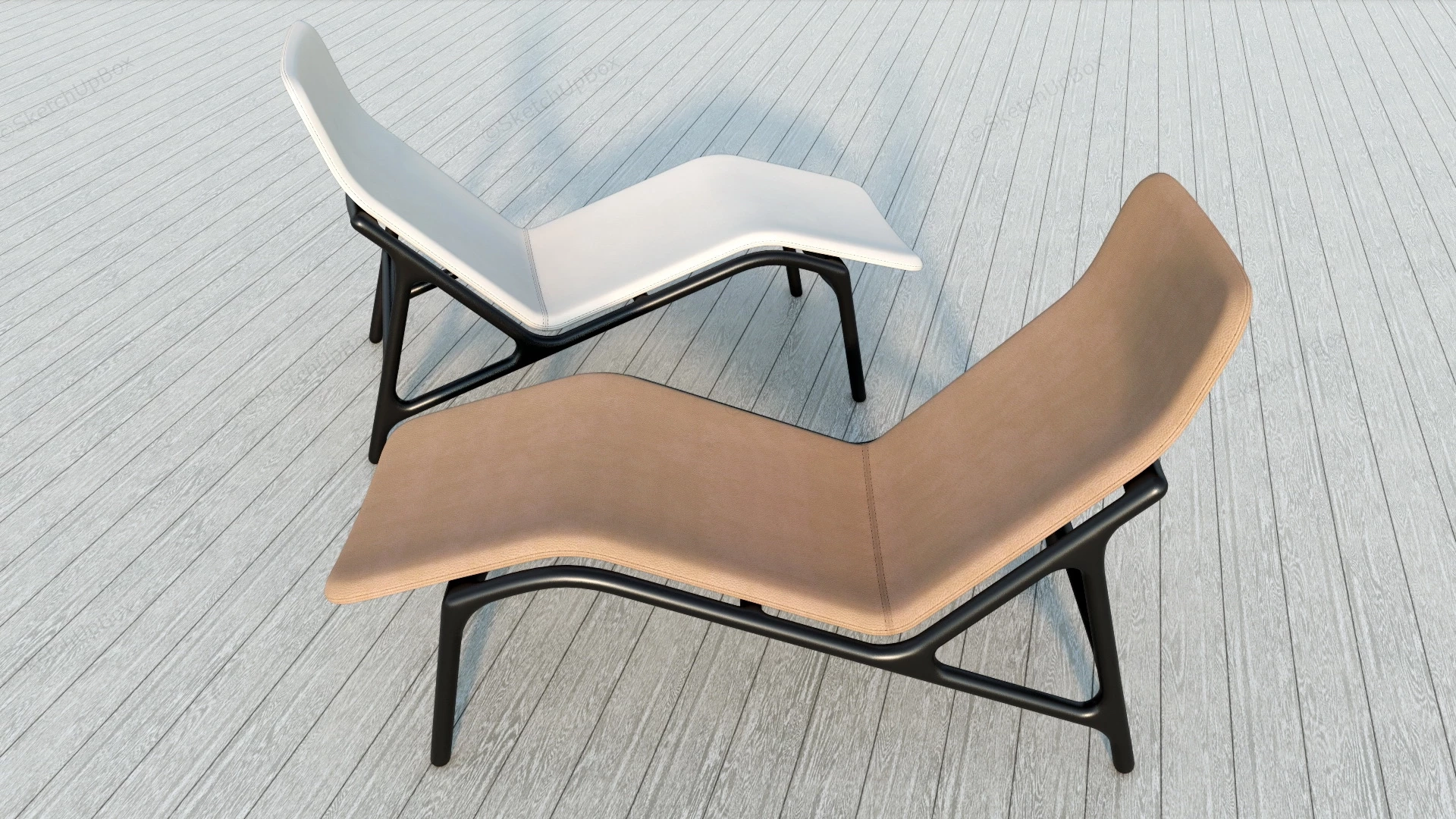 Contemporary Leather Chaise Lounge sketchup model preview - SketchupBox