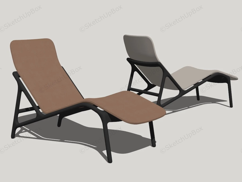 Contemporary Leather Chaise Lounge sketchup model preview - SketchupBox