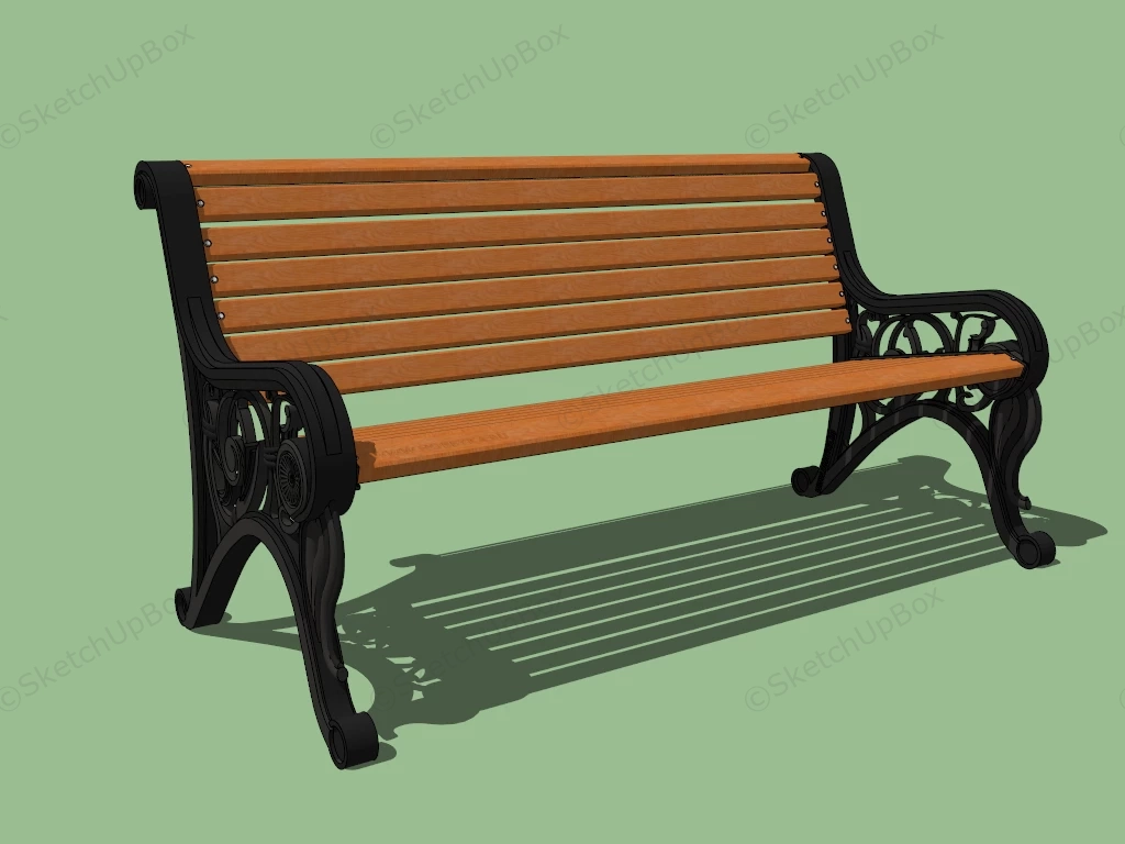 Antique Cast Iron Park Bench sketchup model preview - SketchupBox