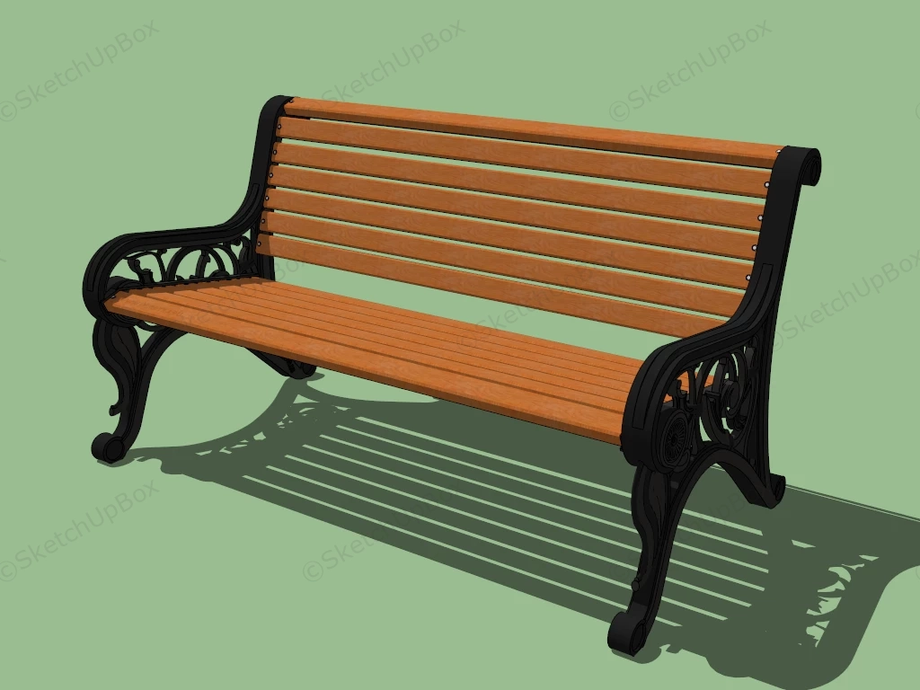 Antique Cast Iron Park Bench sketchup model preview - SketchupBox