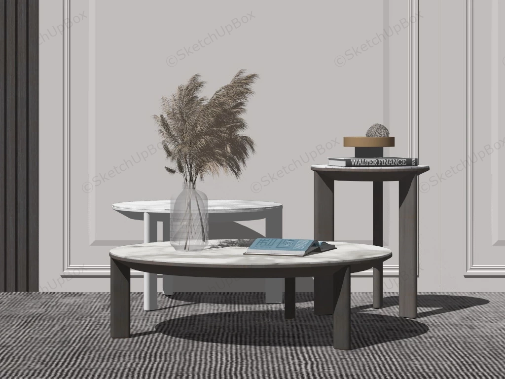 Modern Coffee Table And Side Table Set sketchup model preview - SketchupBox