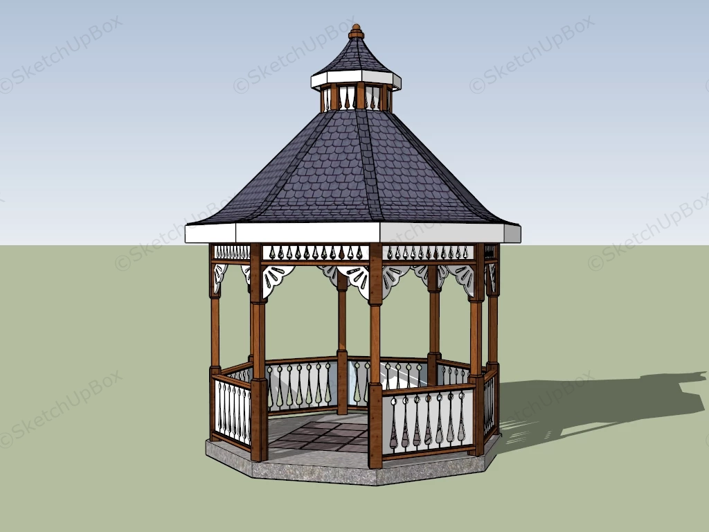 Asian Style Gazebo sketchup model preview - SketchupBox