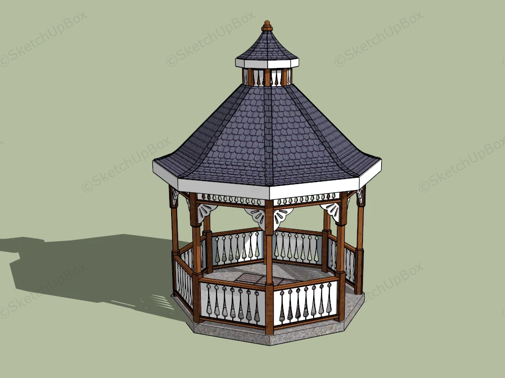 Asian Style Gazebo sketchup model preview - SketchupBox