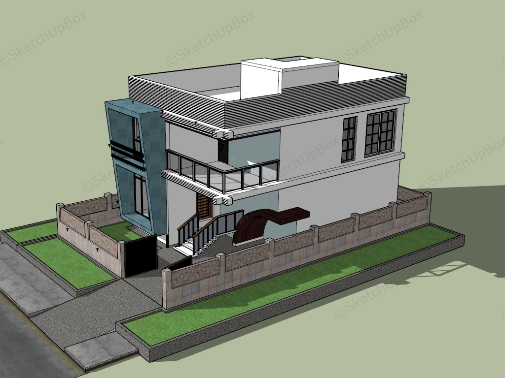 Small Modern House sketchup model preview - SketchupBox