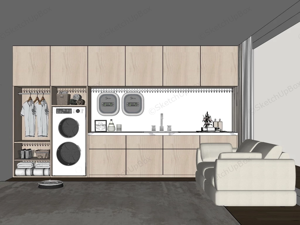 Modern Laundry Room Idea sketchup model preview - SketchupBox