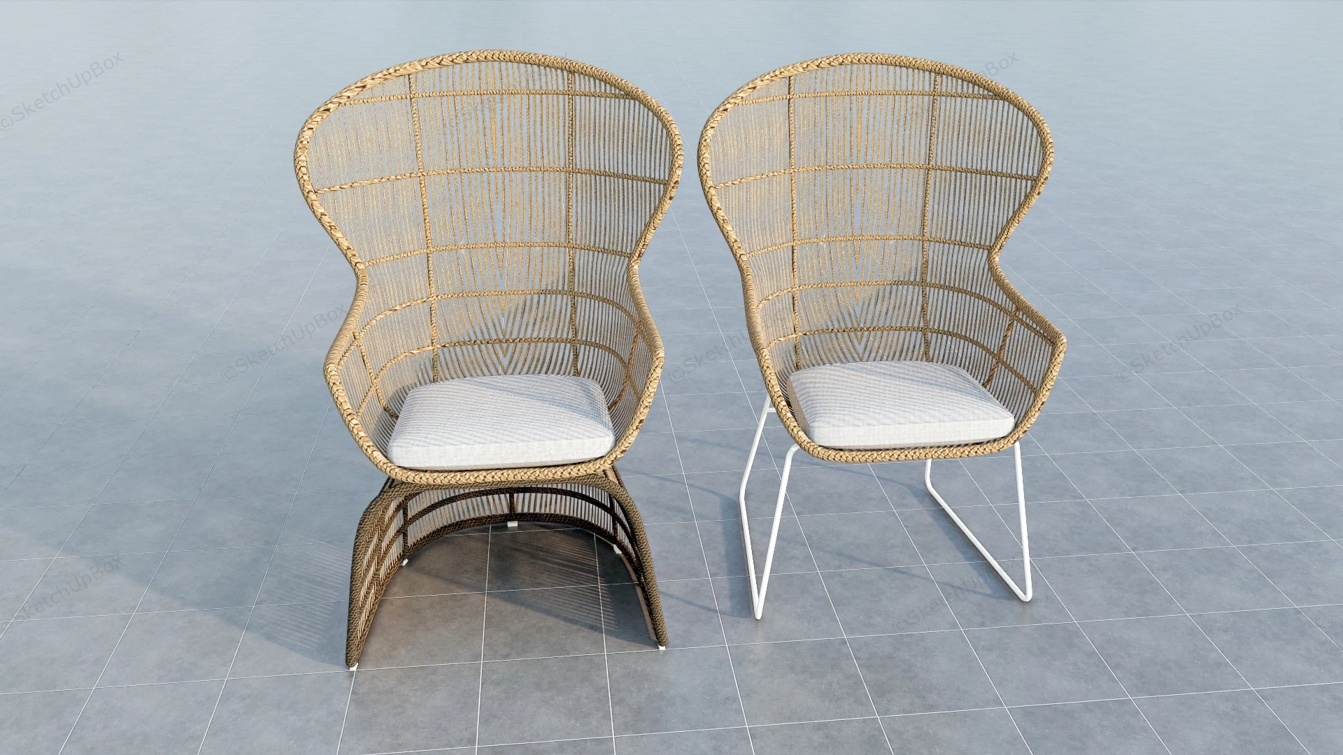 High Back Rattan Chairs sketchup model preview - SketchupBox