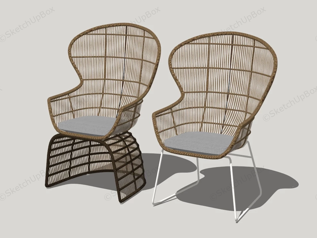 High Back Rattan Chairs sketchup model preview - SketchupBox