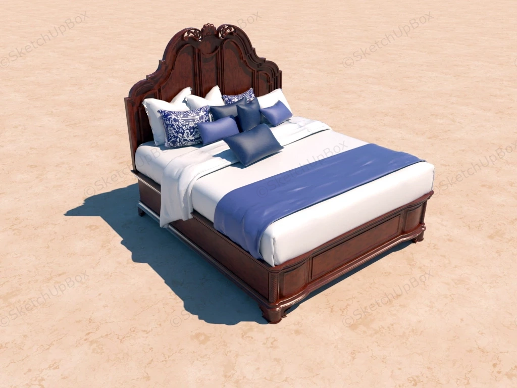 Antique Wood Bed sketchup model preview - SketchupBox