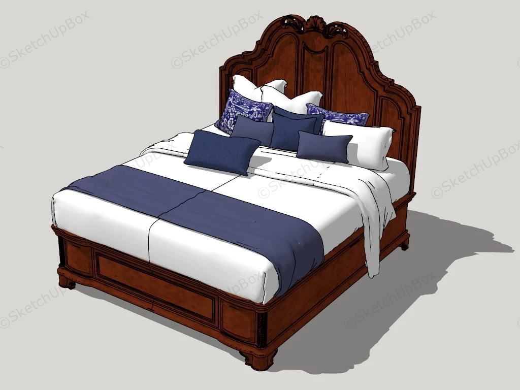 Antique Wood Bed sketchup model preview - SketchupBox