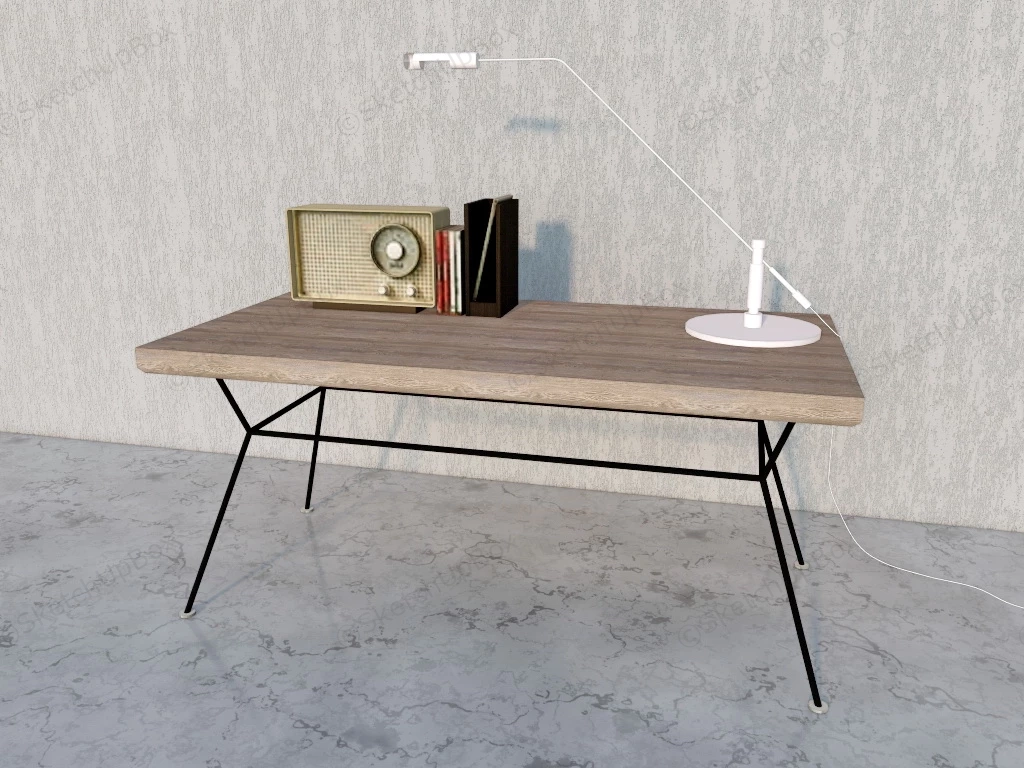 Rustic Industrial Writing Desk sketchup model preview - SketchupBox