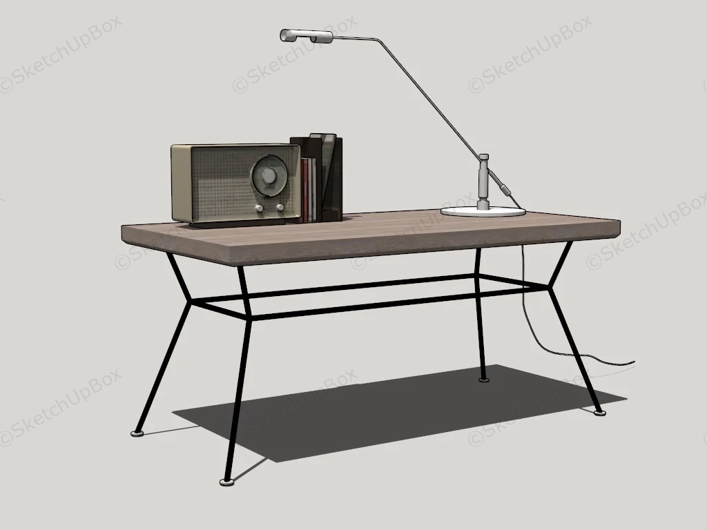 Rustic Industrial Writing Desk sketchup model preview - SketchupBox