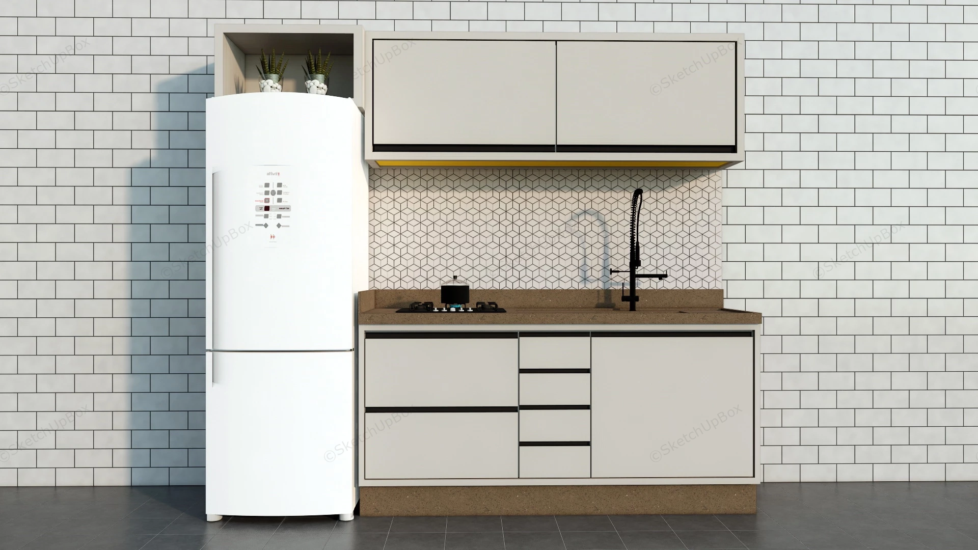 Small Apartment Kitchen Idea sketchup model preview - SketchupBox