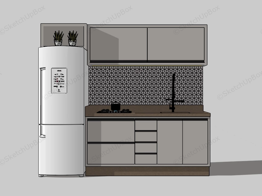 Small Apartment Kitchen Idea sketchup model preview - SketchupBox