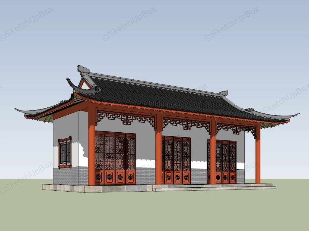 Chinese Temples Building sketchup model preview - SketchupBox