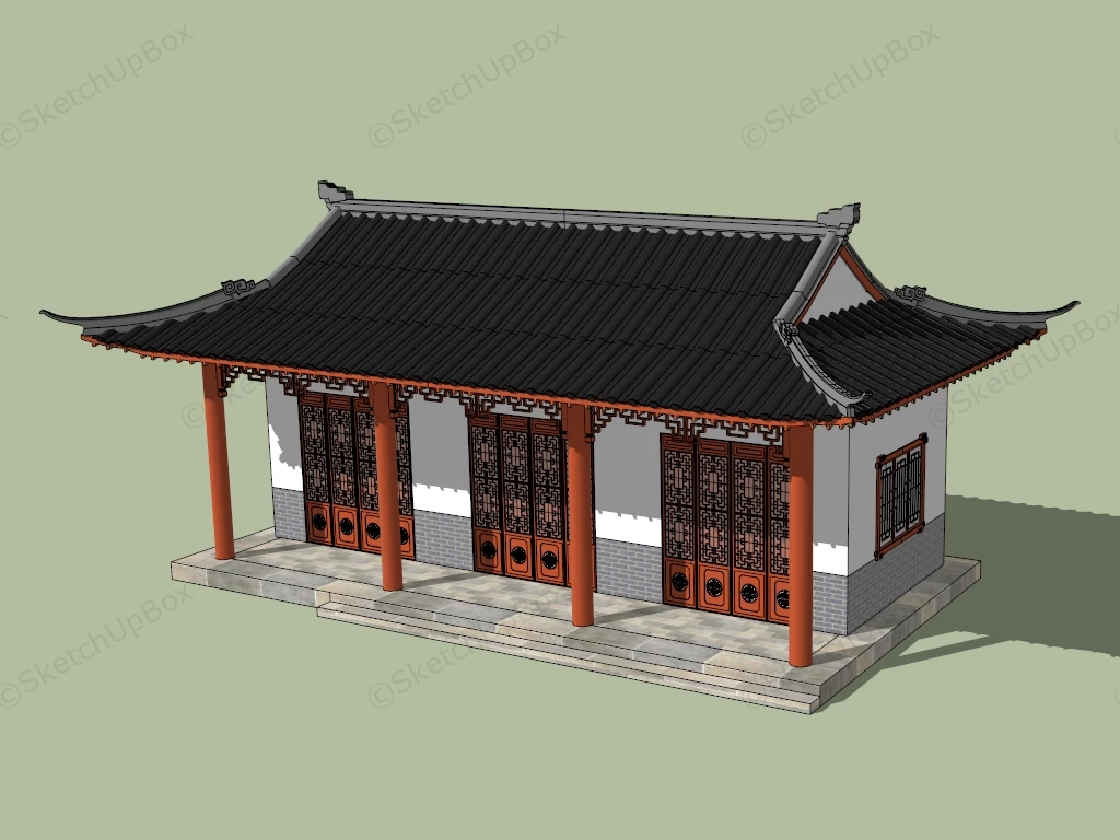 Chinese Temples Building sketchup model preview - SketchupBox