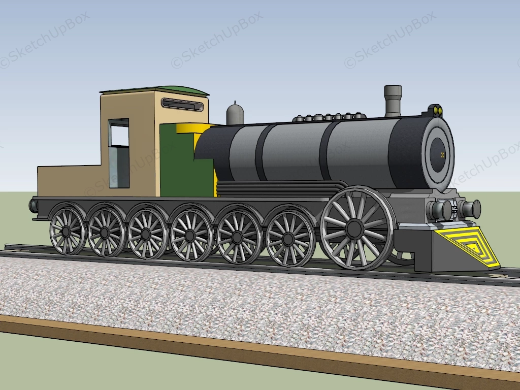 Steam Locomotive sketchup model preview - SketchupBox