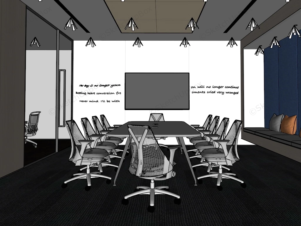 Office Workspace & Conference Room Design Idea sketchup model preview - SketchupBox