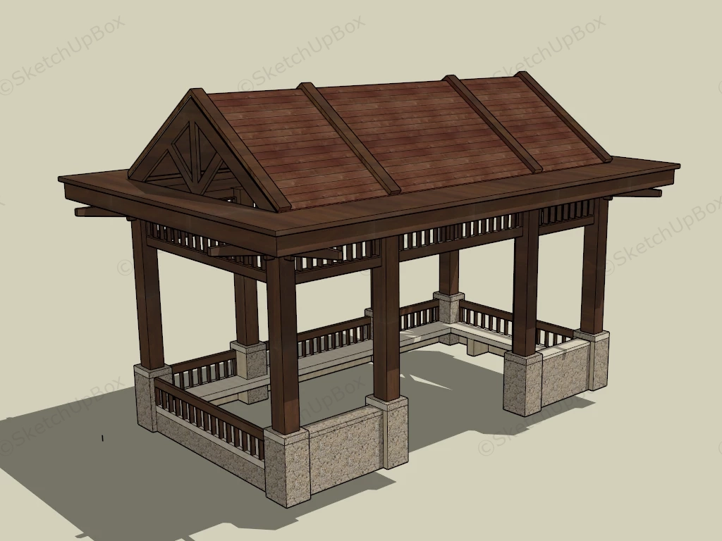 Asian Style Gazebo sketchup model preview - SketchupBox