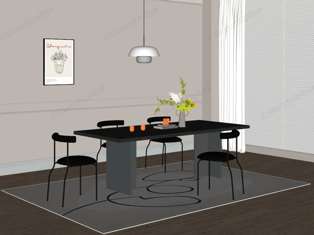 Black Dining Room Set sketchup model preview - SketchupBox