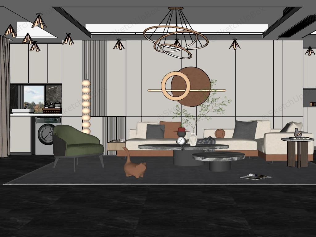 Grey Living Room Idea sketchup model preview - SketchupBox