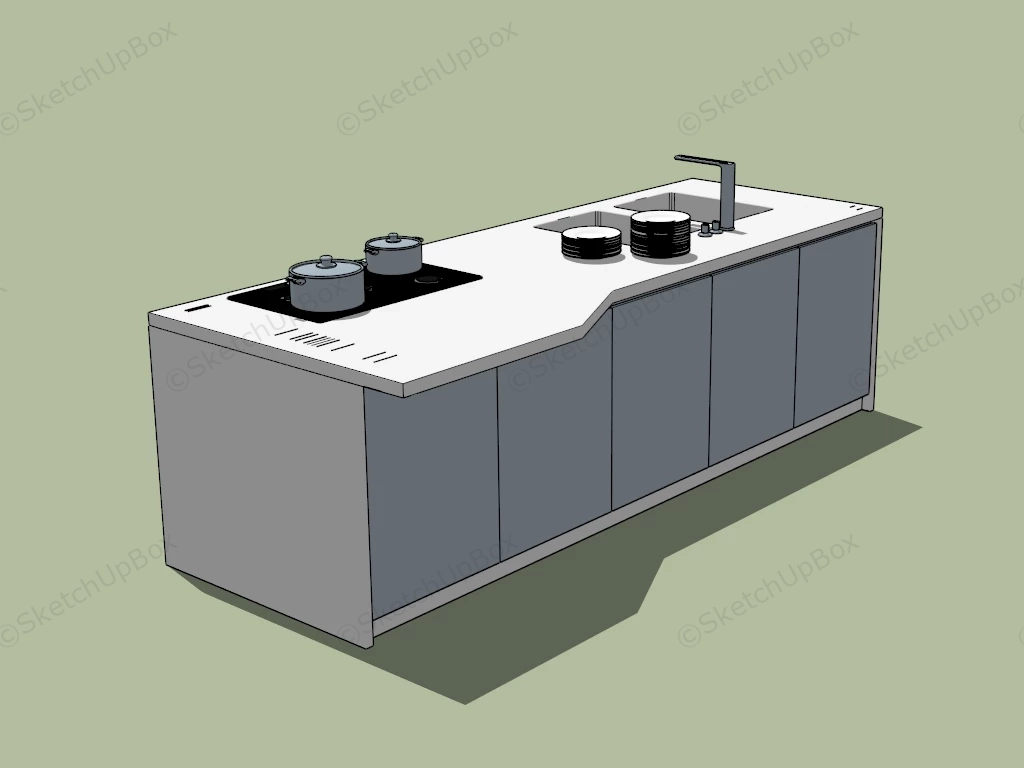 Tiny Kitchen Cabinet sketchup model preview - SketchupBox