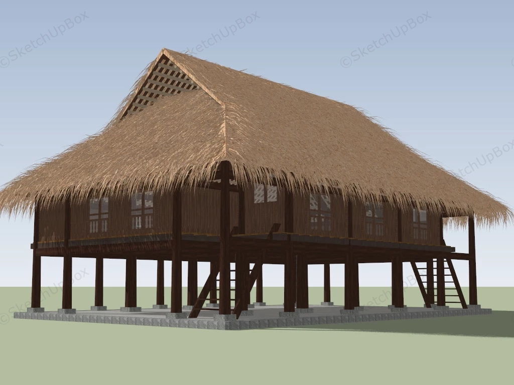 Thatched Stilt House sketchup model preview - SketchupBox